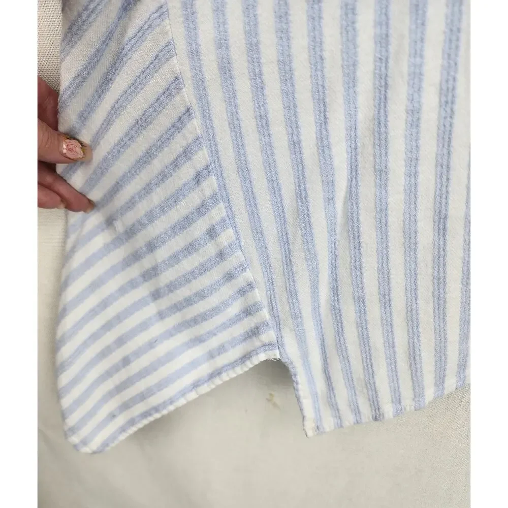 Soft surroundings Shirt Women 1X Striped Asymmetrical Hem button-up handkerchief